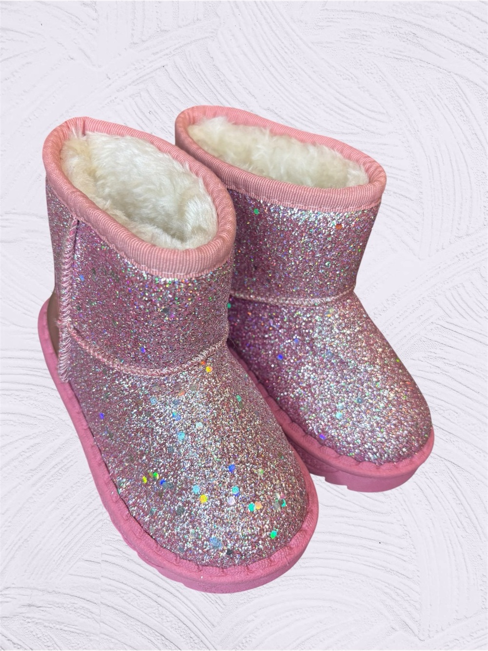 Girls' Pink Glitter Cozy Lined Winter Boots